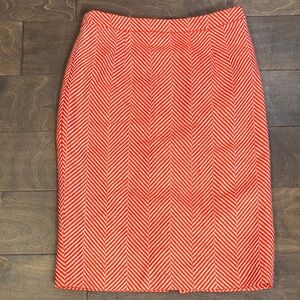 Boden Red and White Chevron Pencil wool Skirt